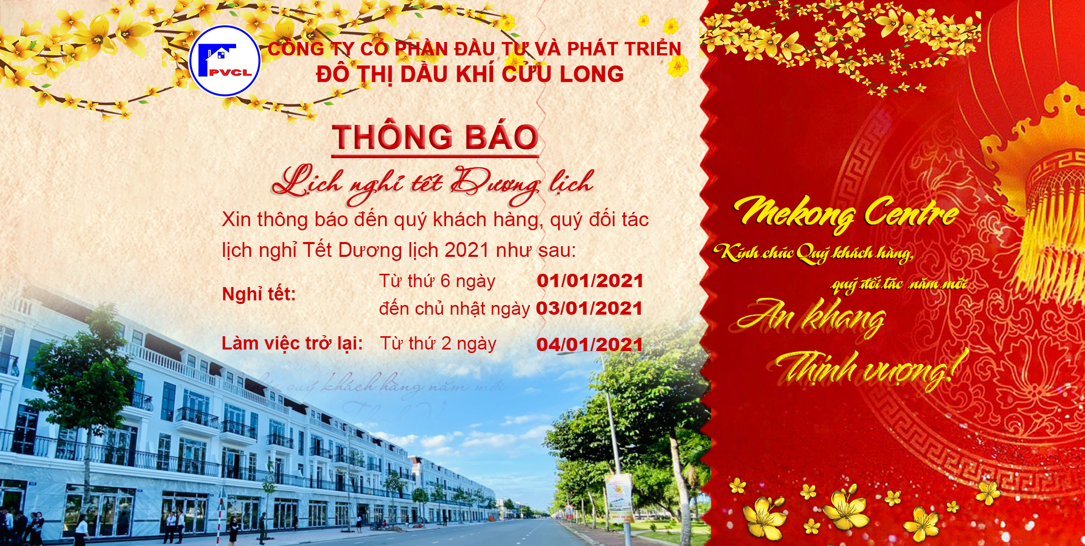 <span style="color:red;"><strong>THÔNG BÁO</strong></span> nghỉ tết Dương lịch 2021